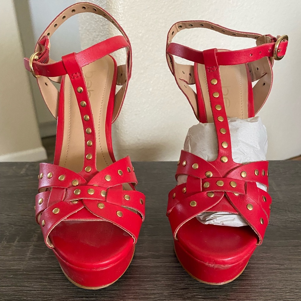 Bebe Red 4” heels size 6B